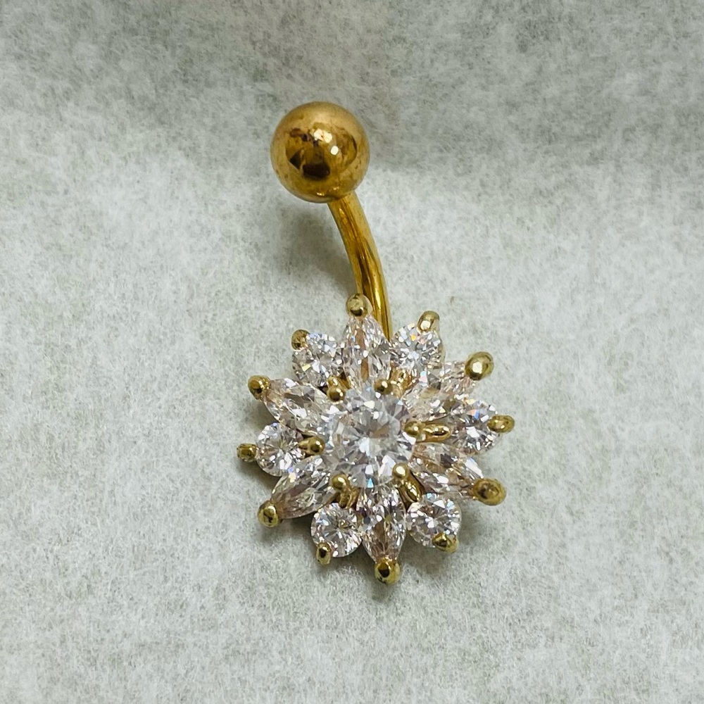 White rhinestone belly button ring